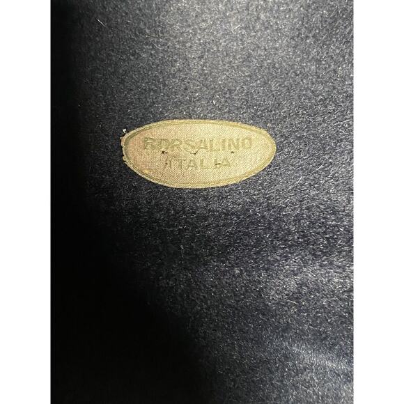 Vtg Italian Borsalino Antica Casa Women’s Navy Blue Velour Floppy Style Hat 7.25 main image 11